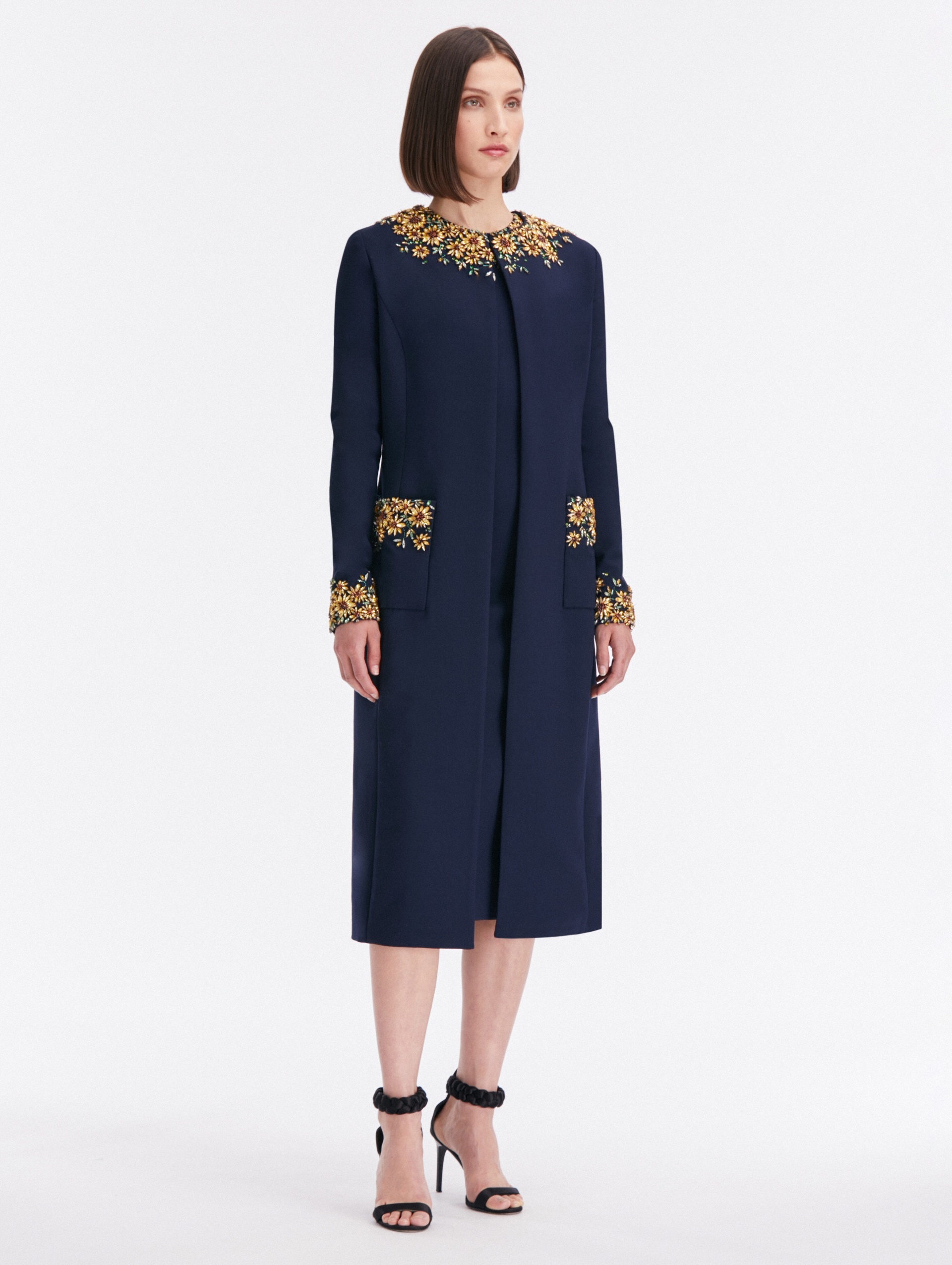 SUNFLOWER CRYSTAL EMBROIDERED COAT - 3
