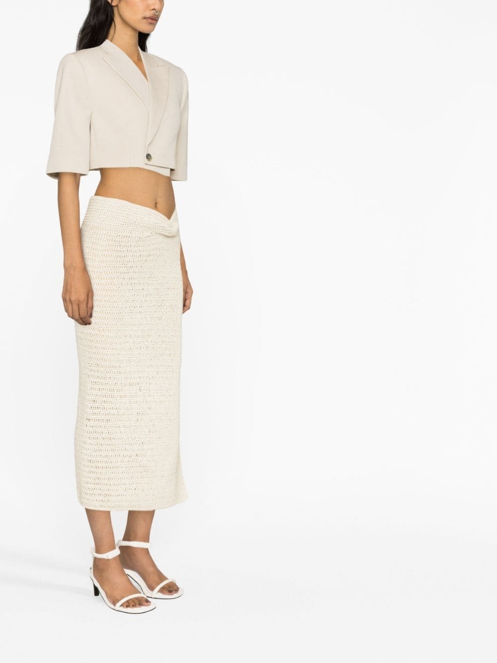 Wjosa short-sleeve cropped blazer - 3