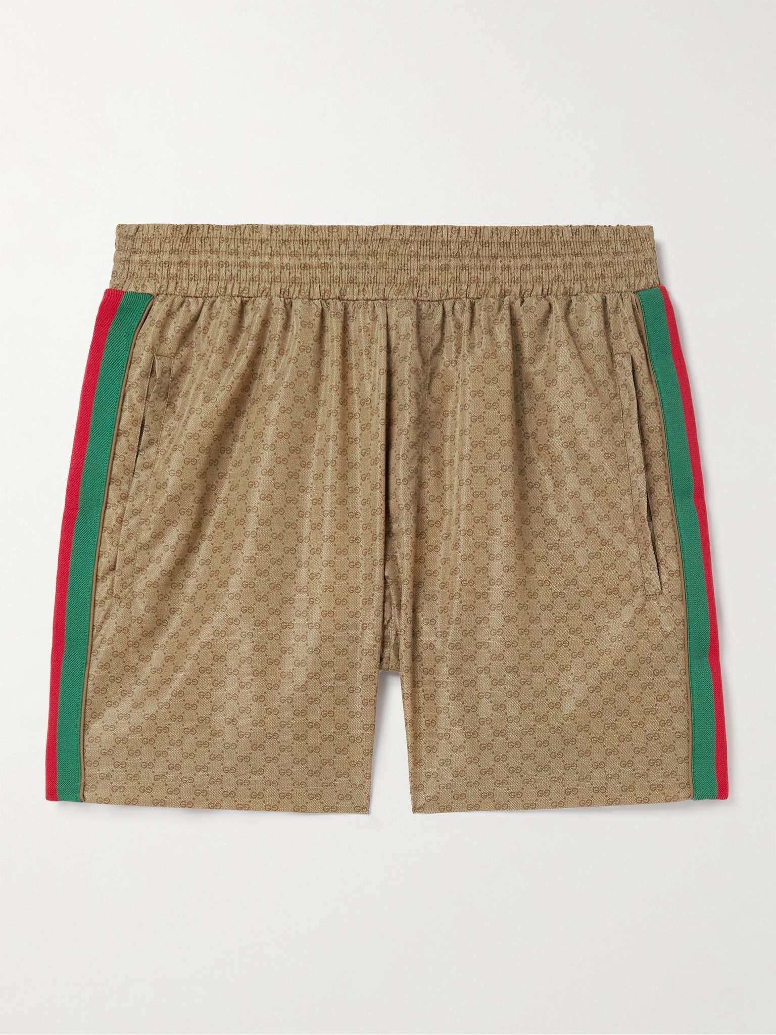 Slim-Fit Mid-Length Logo-Print Striped Swim Shorts - 1