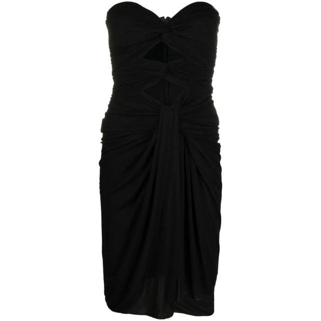 Black short dress with cut-out detail and sweetheart neckline - 1