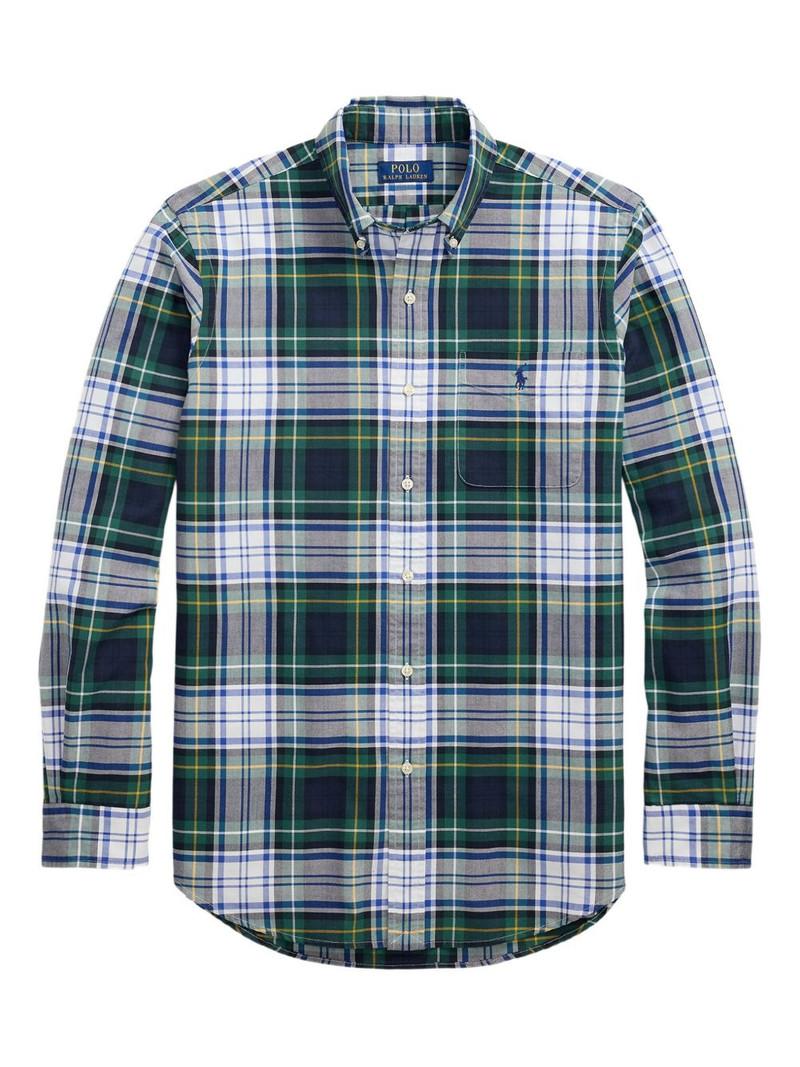 plaid-pattern patch-pocket shirt 1