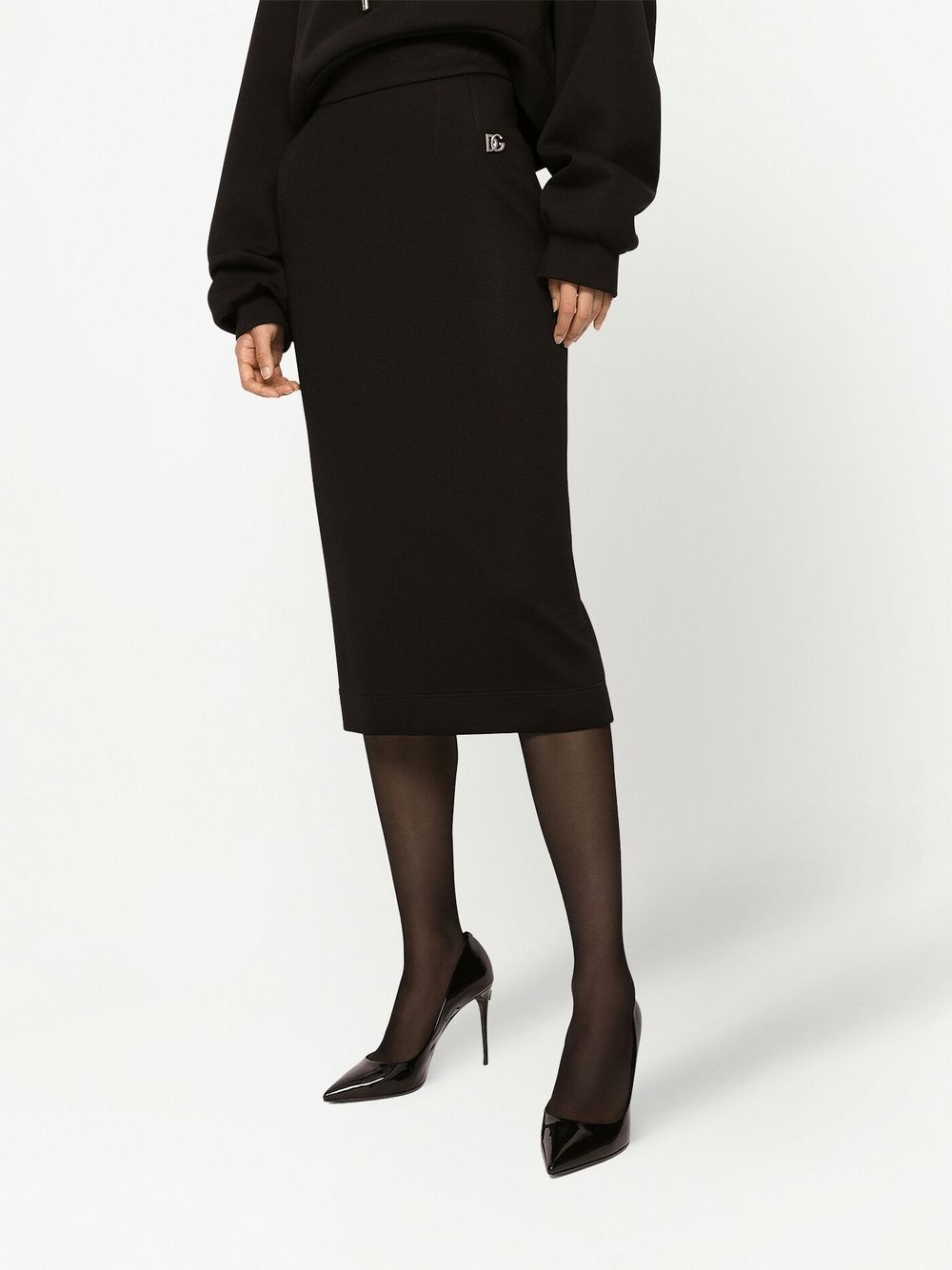 logo-plaque pencil midi skirt - 3