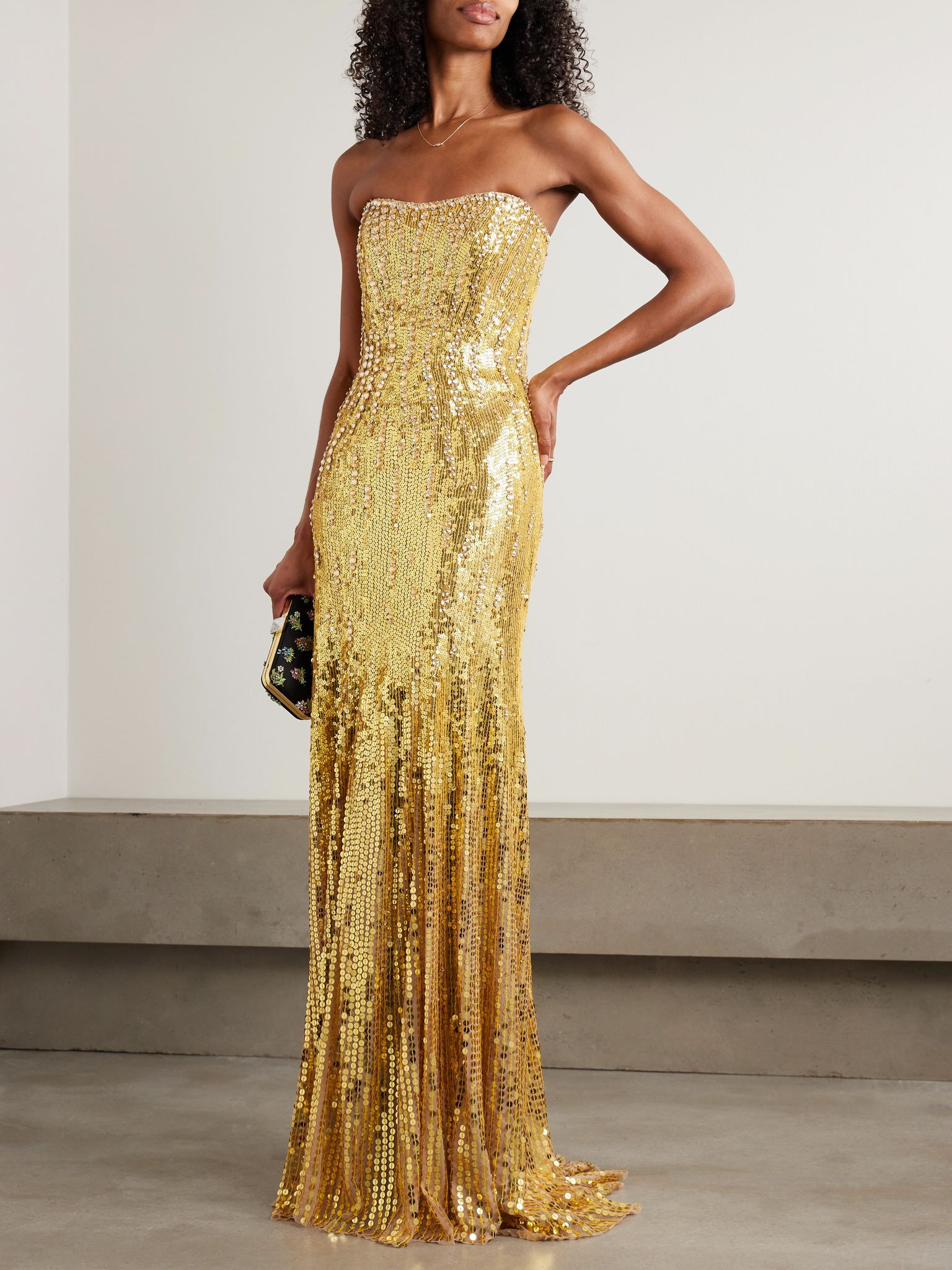 Sarai strapless sequined tulle gown Gold - 2