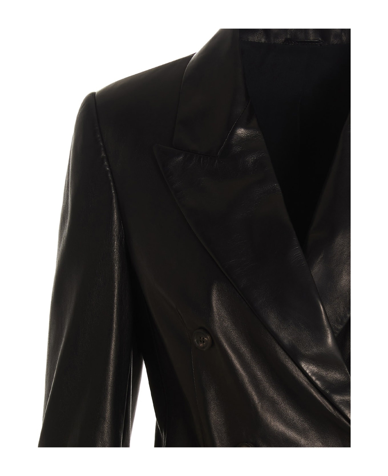 Double-breasted Leather Jacket - 3