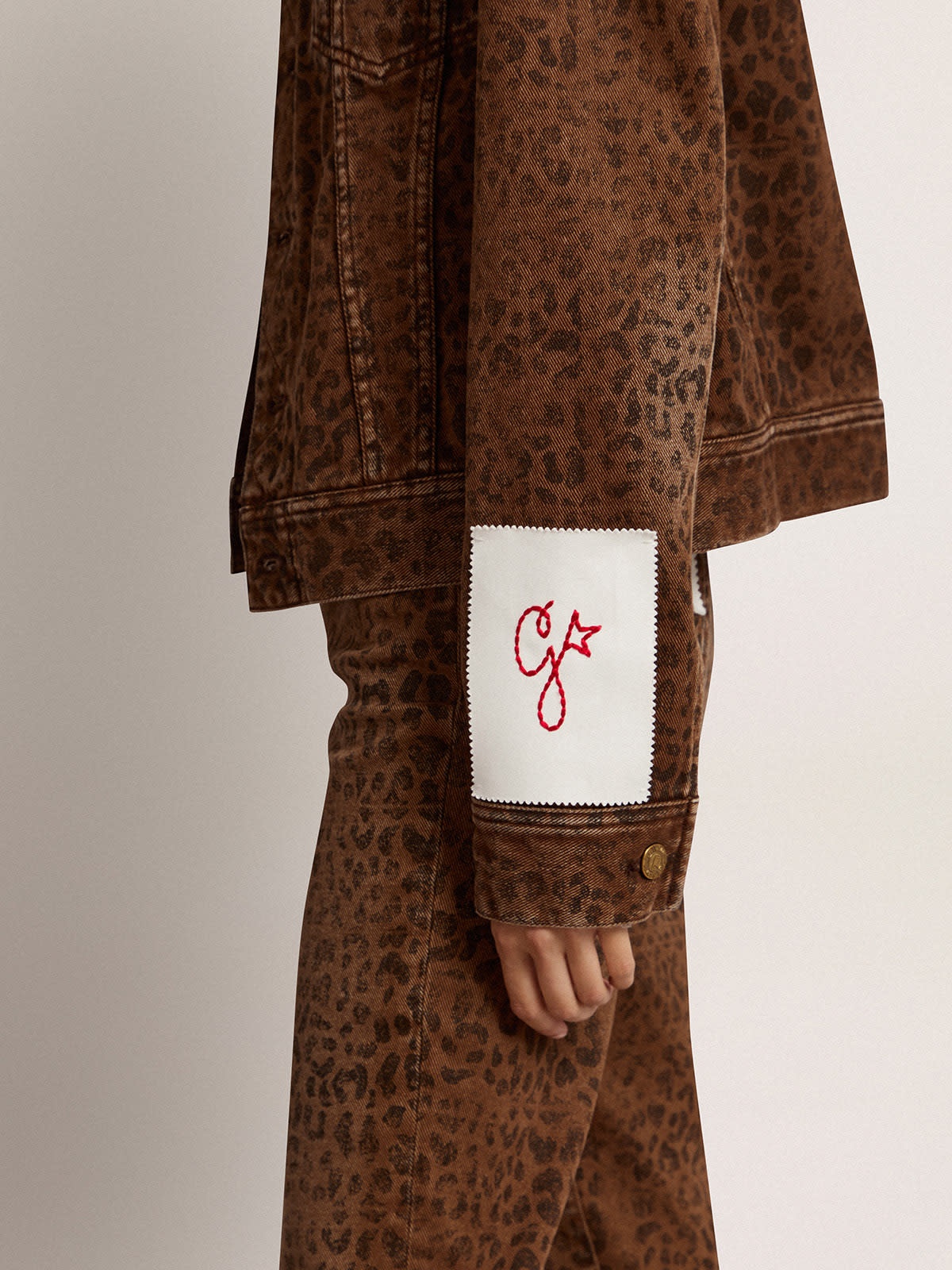 Women's denim jacket with animal print - 5