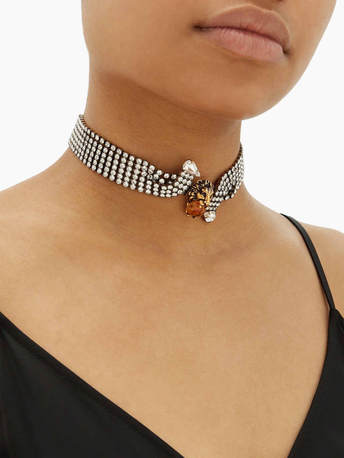 Lion crystal-embellished choker - 2