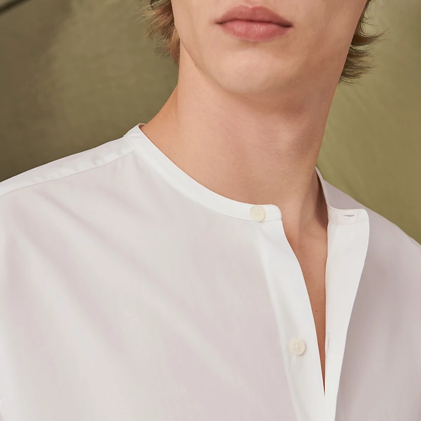 Collarless boxy fit shirt - 3