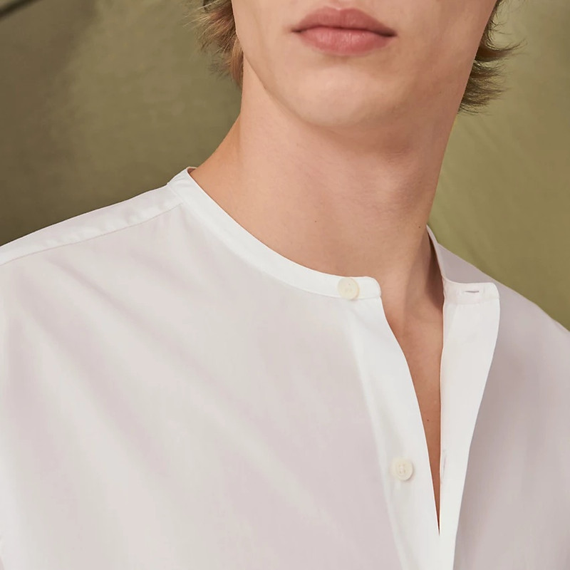 Collarless boxy fit shirt 3