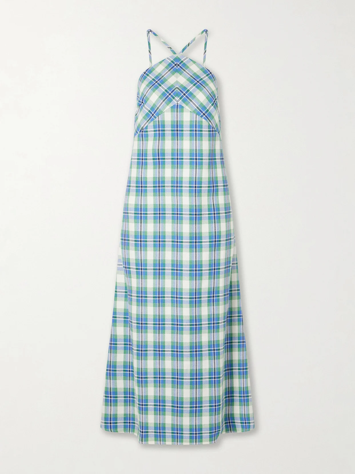 Call Me Maybe Checked Woven Cotton Maxi Dress - 1