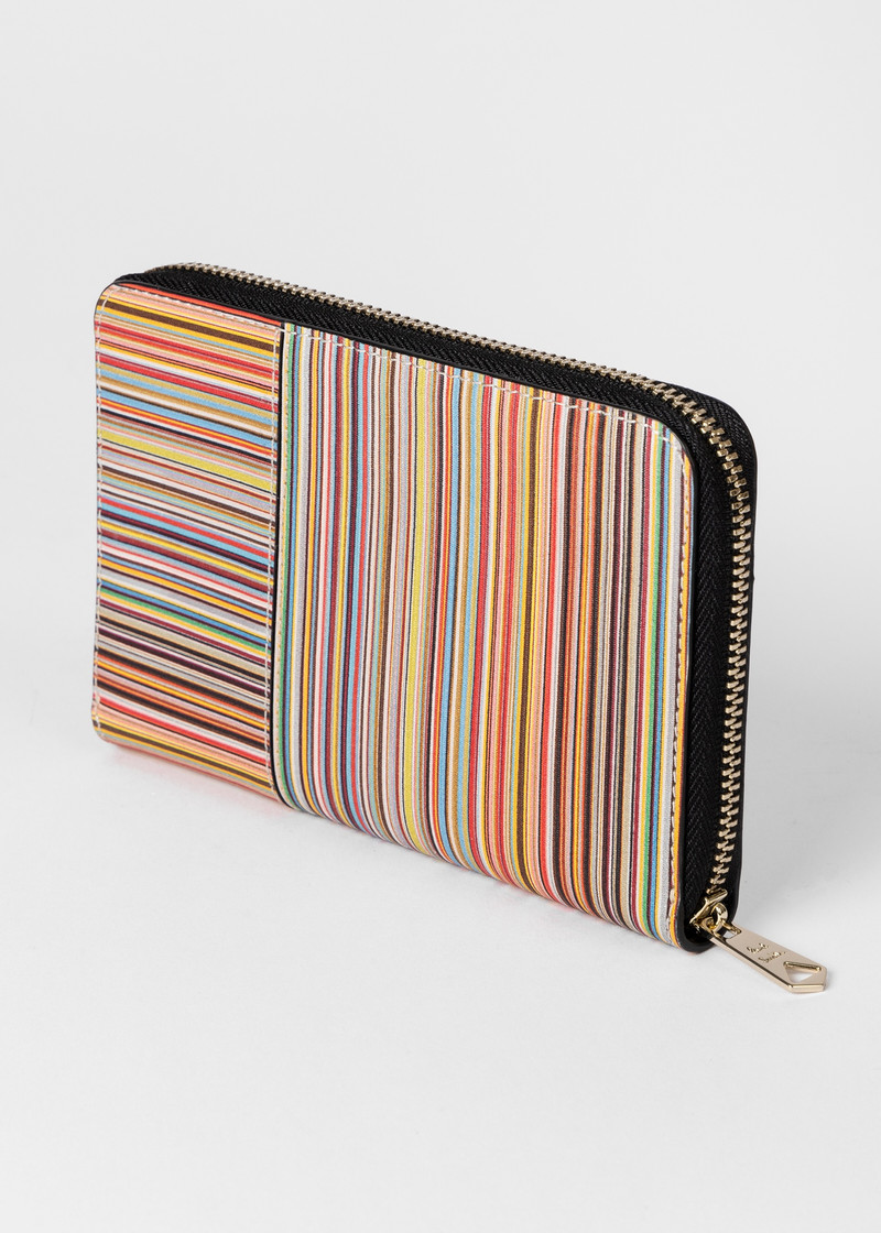 Leather 'Signature Stripe' Zip-Around Purse 3