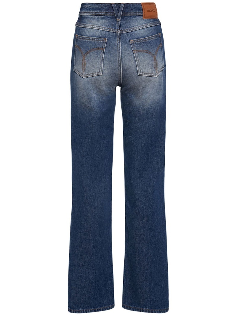 Cotton denim mid rise straight jeans - 3