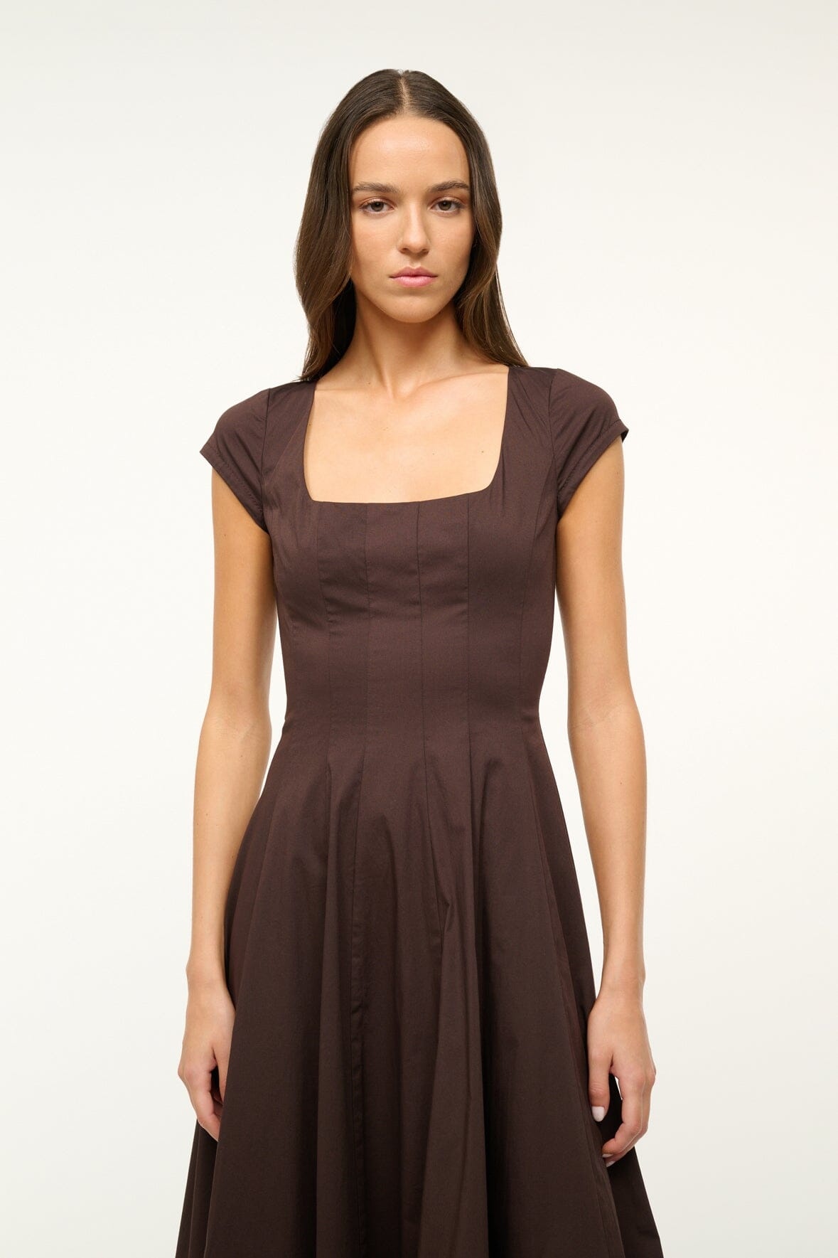 STAUD SHORT SLEEVE WELLS DRESS EARTH - 4
