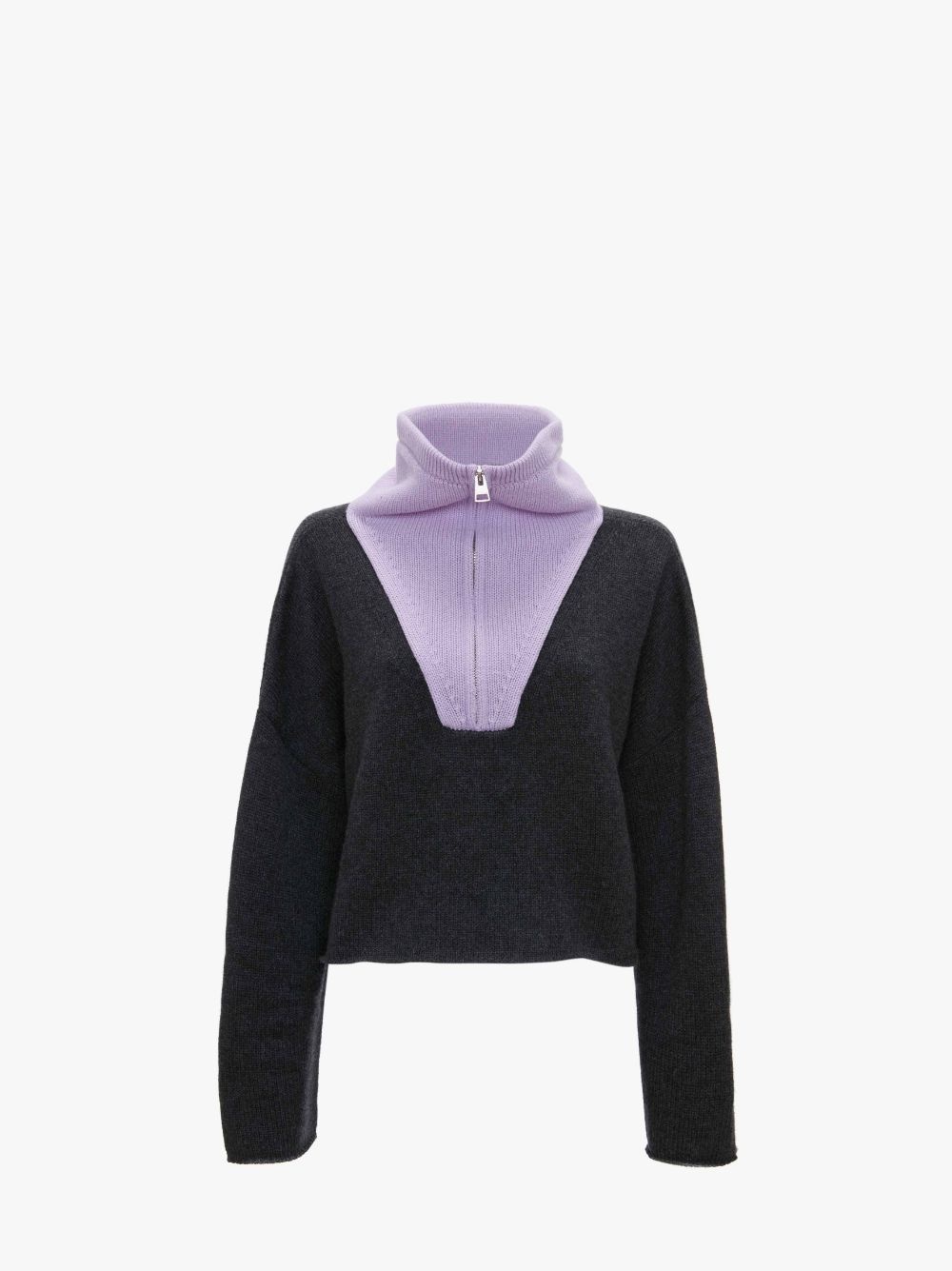 CROPPED FUNNEL NECK ZIP JUMPER - 1