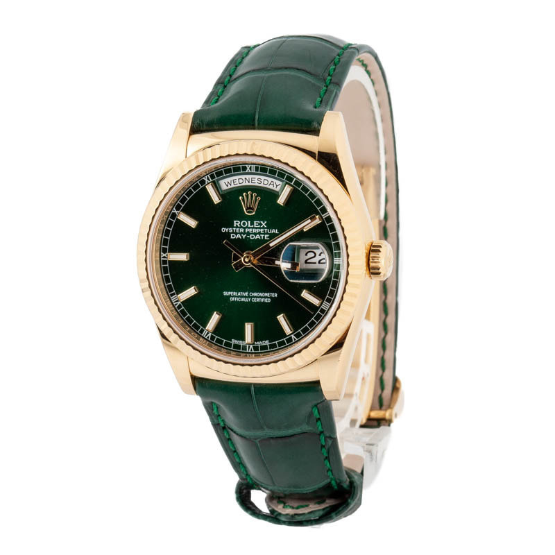 Pre-owned Rolex Day-Date 118138 Green Dial - 2