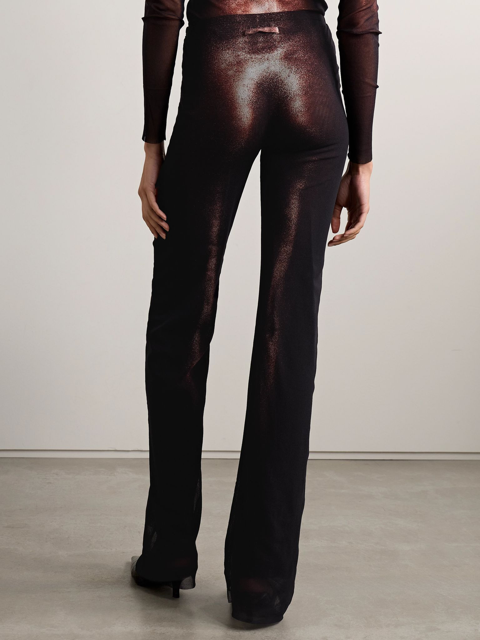 Body Dust trompe l'oeil printed mesh straight-leg pants Black - 3