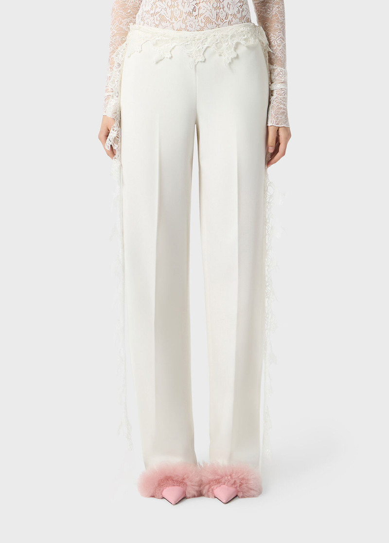 Blumarine TWILL PANTS WITH SCALLOPED LACE outlook