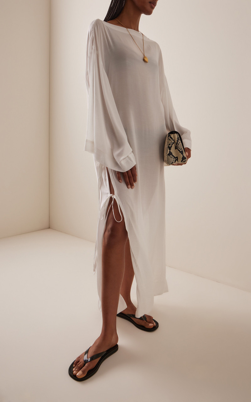 BONDI BORN Cremona Tie-Side Voile Maxi Coverup ivory outlook
