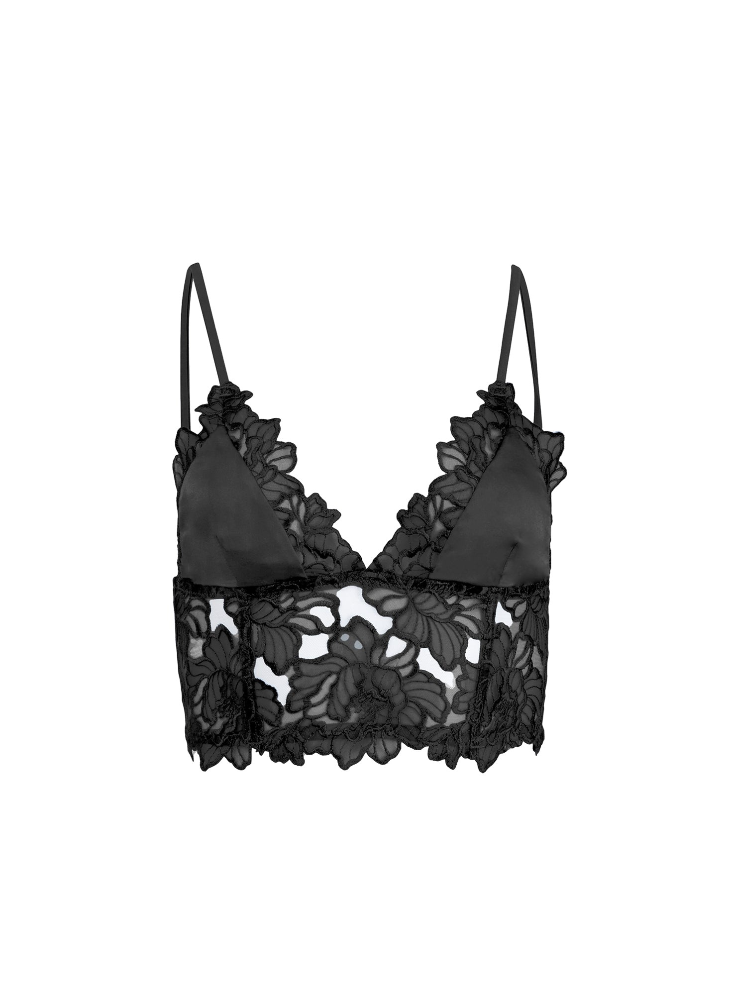 Whitney Embroidery Longline Triangle Bra - 1