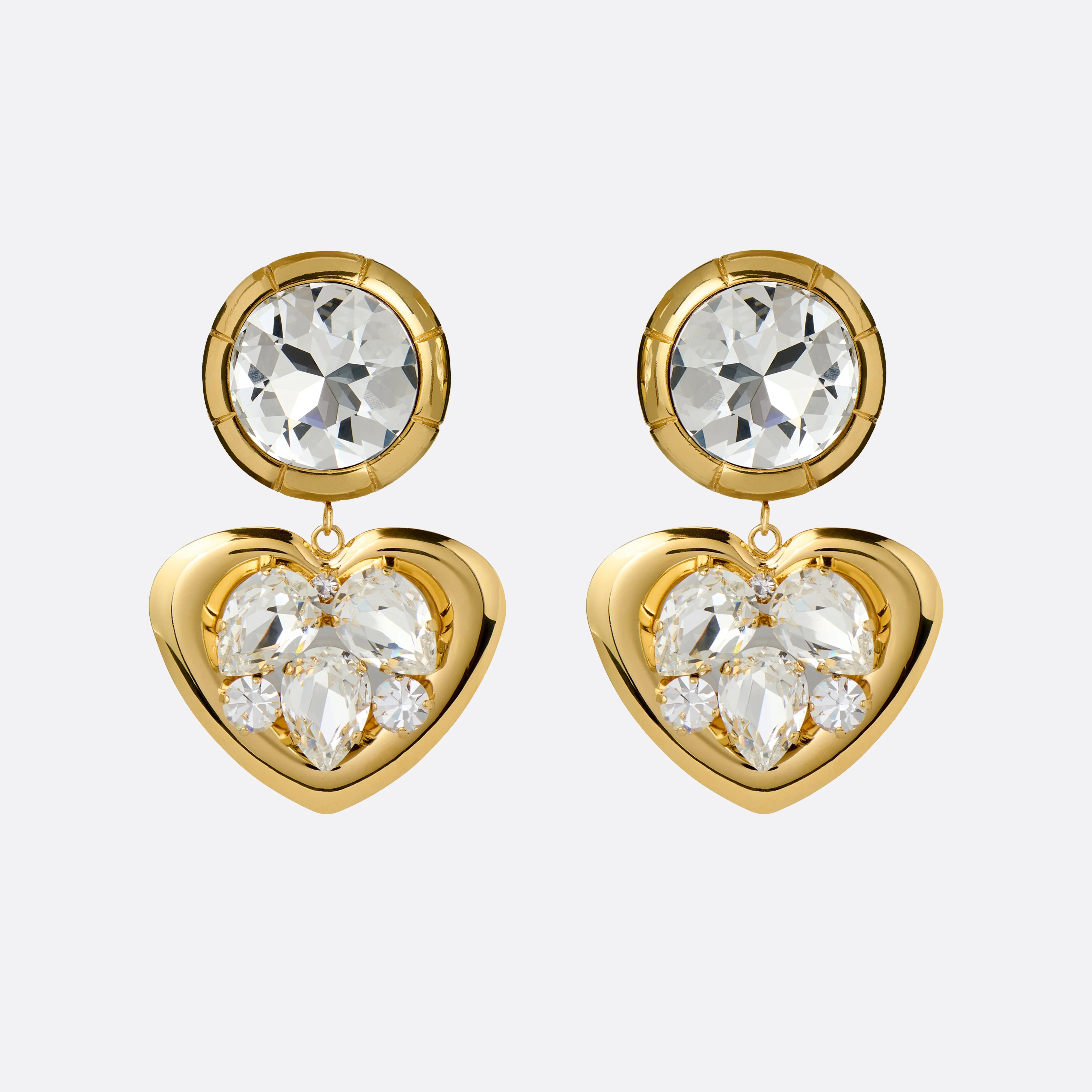 CRYSTAL EARRINGS WITH HEART PENDANT - 1