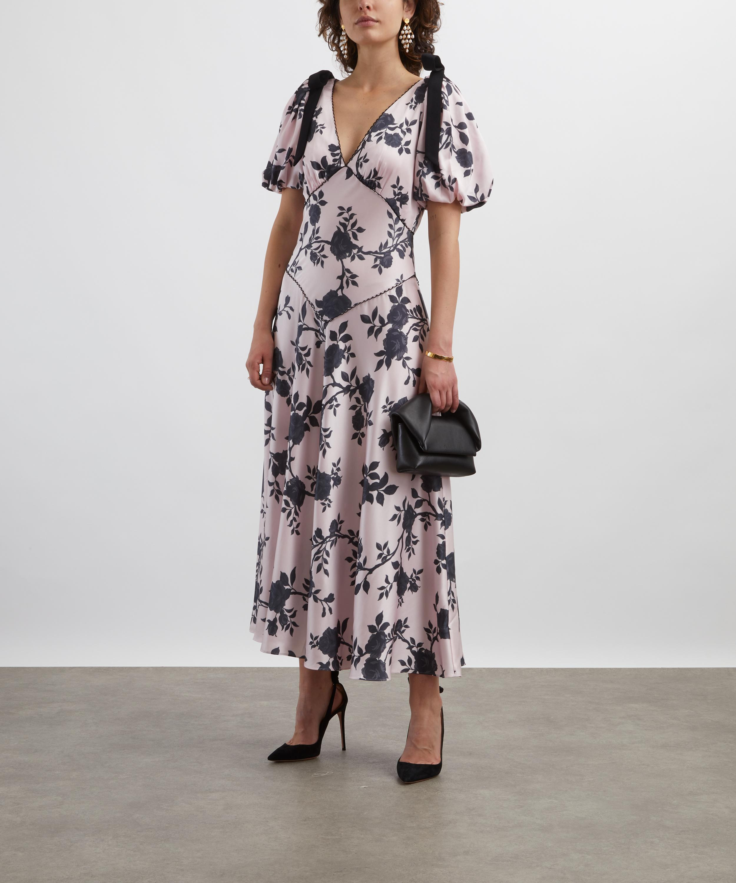 Satin Floral Midi Dress - 2