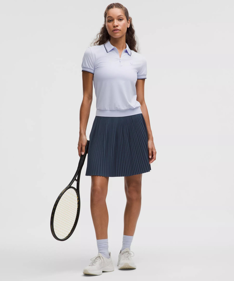 Pleated High-Rise Knee-Length Tennis Skirt 1