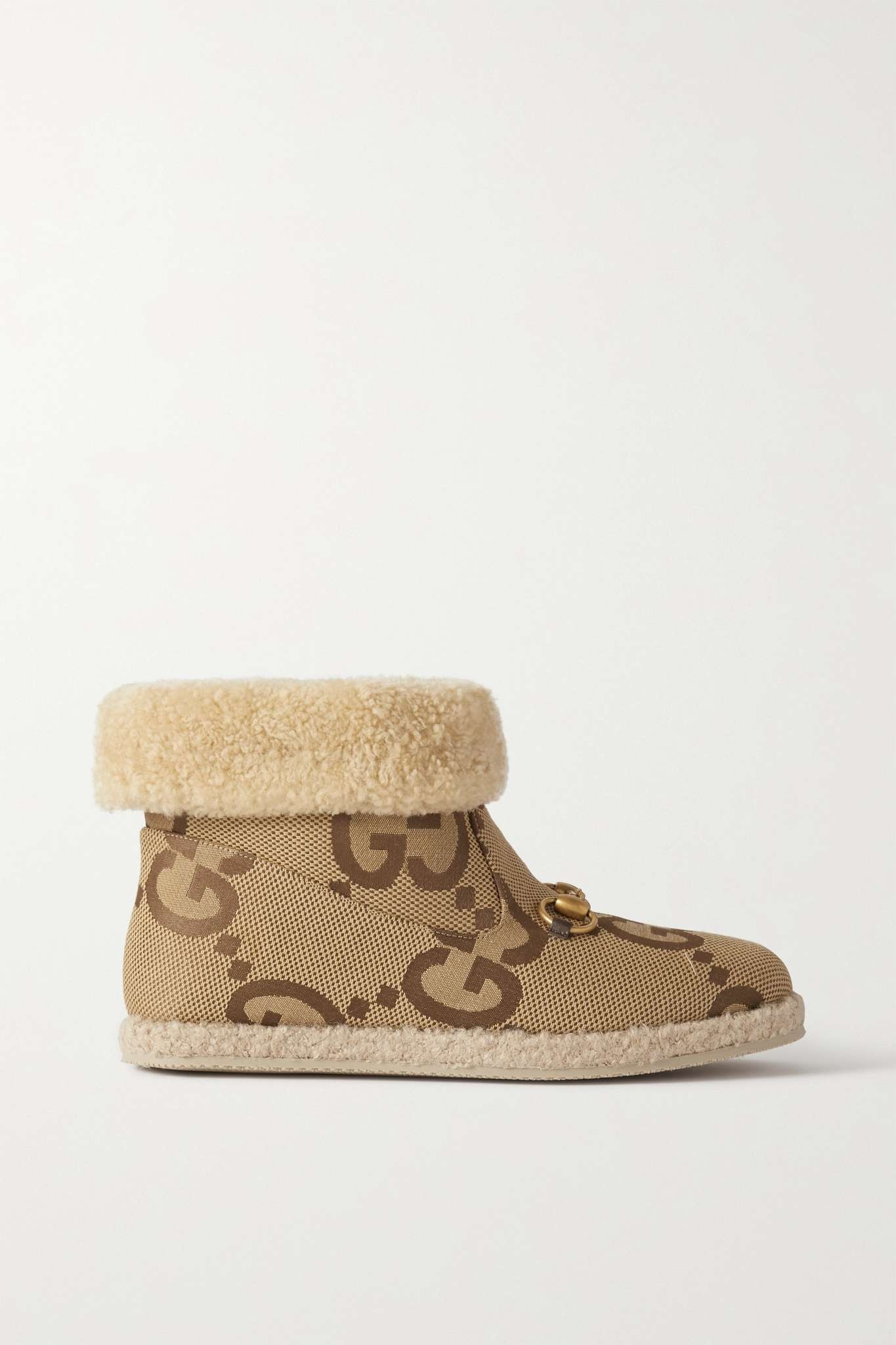 Fria horsebit-detailed shearling-lined canvas ankle boots - 1