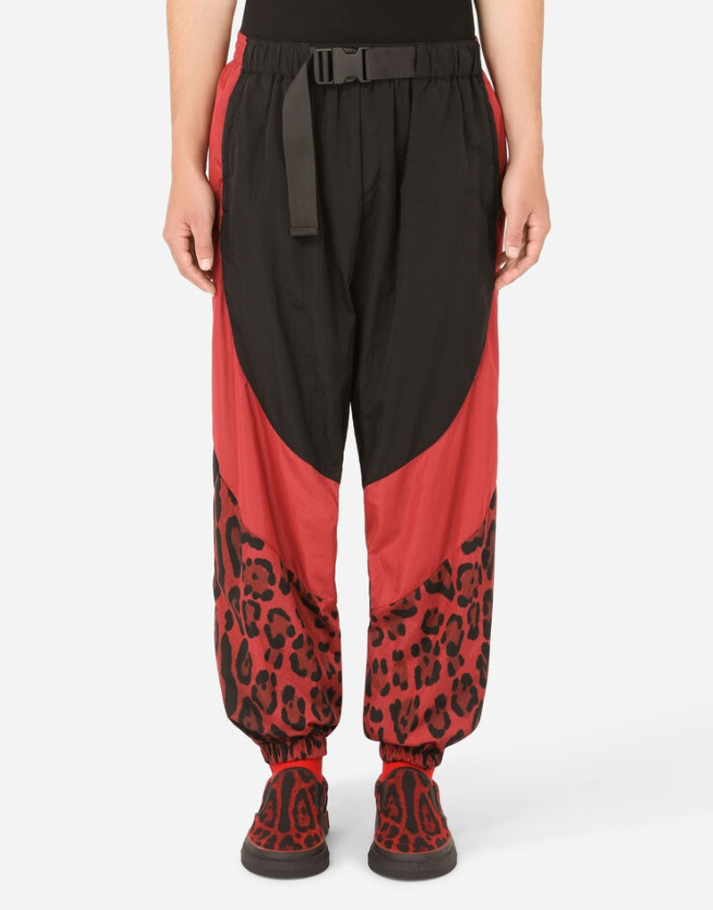 Dolce & Gabbana Nylon jogging pants with leopard print outlook