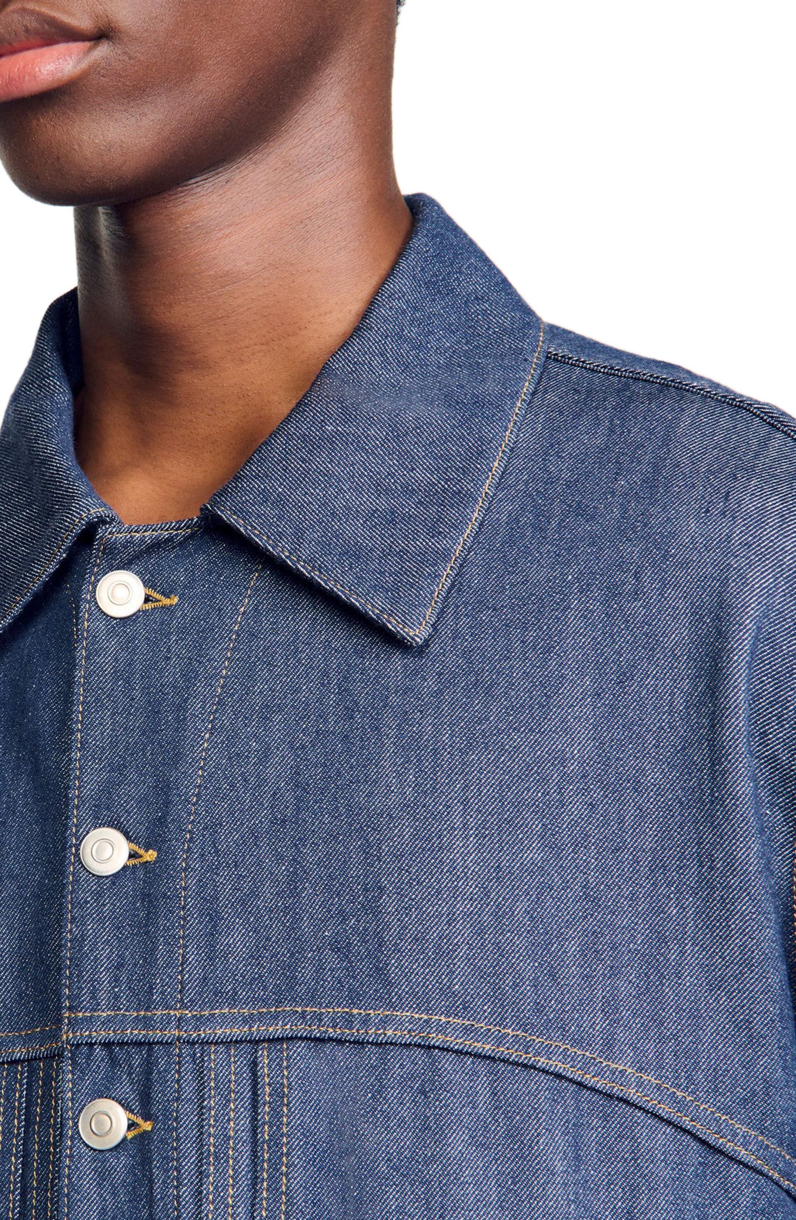 SANDRO Chambray jacket in Raw-Denim at Nordstrom - 4