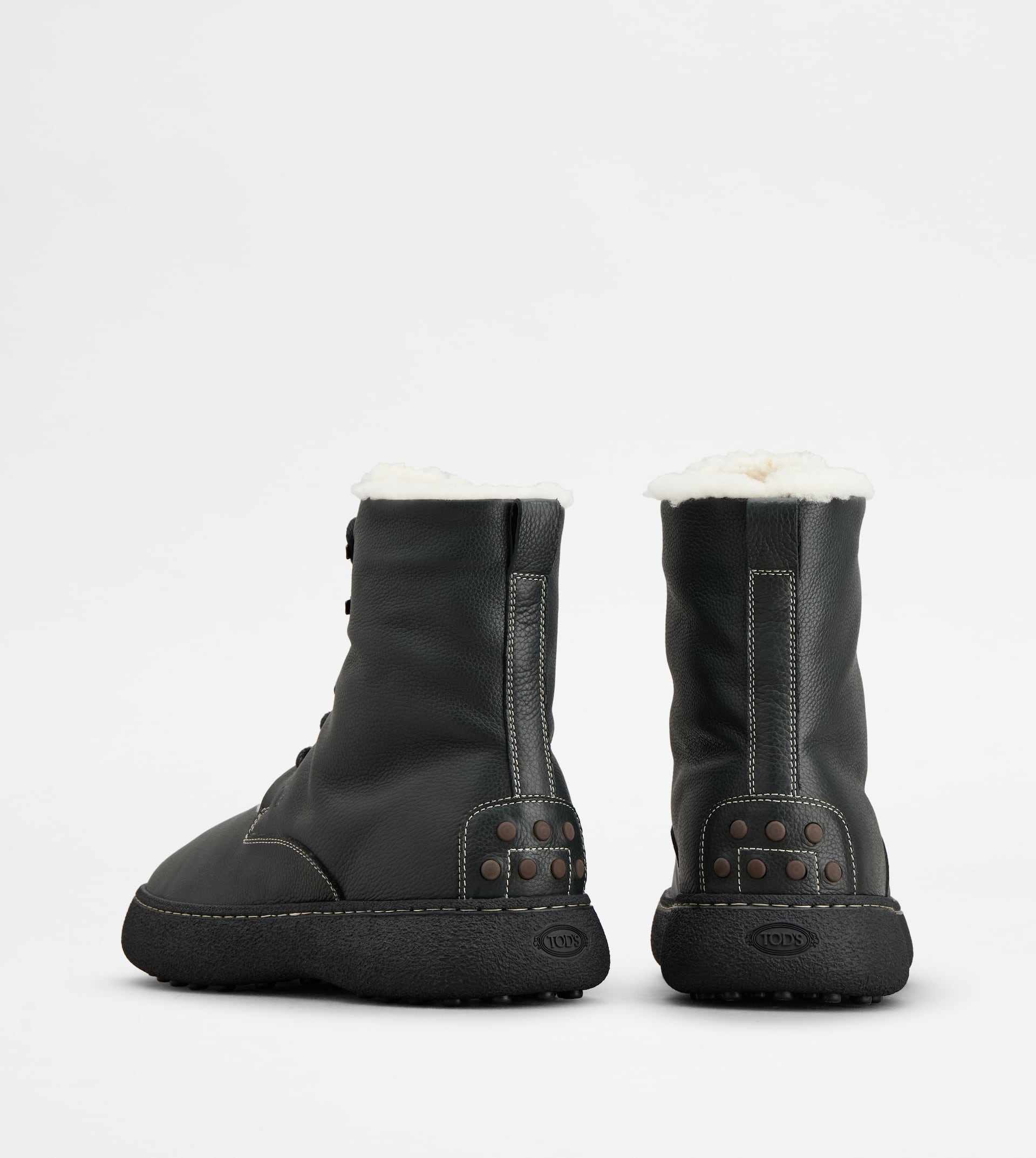 TOD'S W. G. LACE-UP ANKLE BOOTS IN LEATHER - BLACK - 2