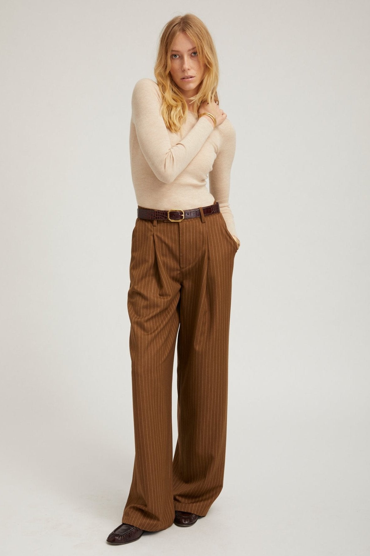 LATTE CASHMERE LONG SLEEVE BABY TEE - 2