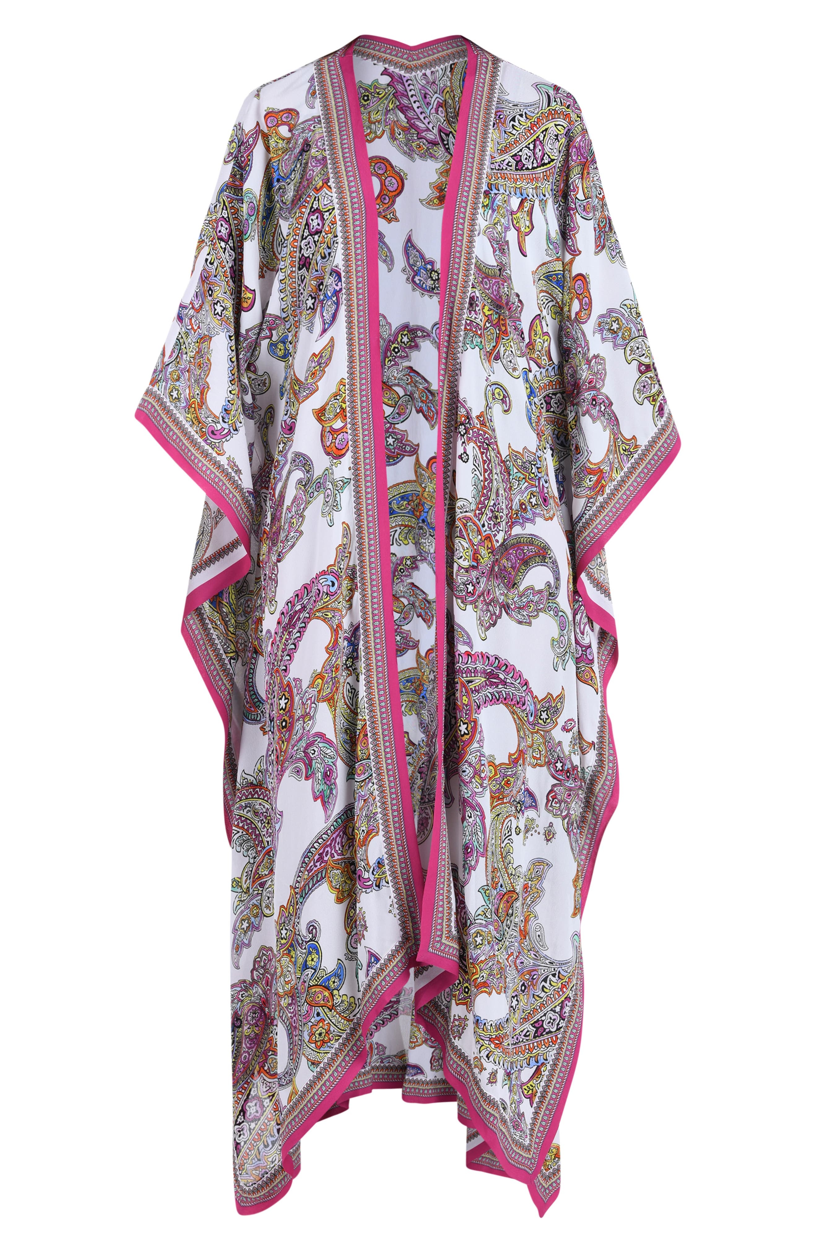 L'AGENCE Kara Long Sleeve Cover-Up in White Multi at Nordstrom - 4