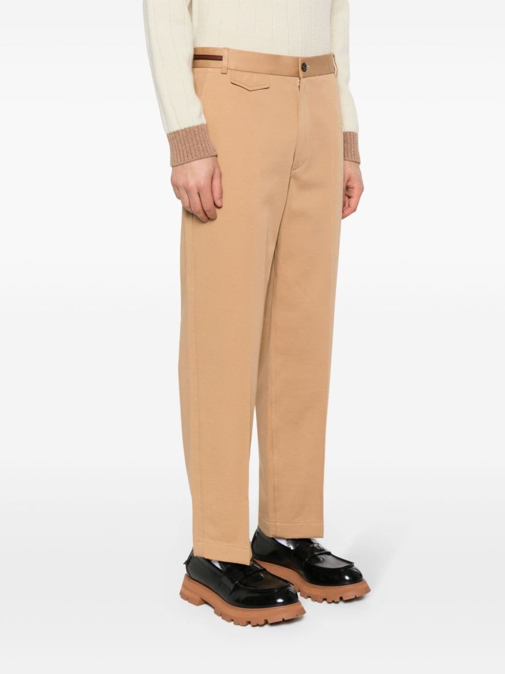 Web-detail cotton trousers - 3