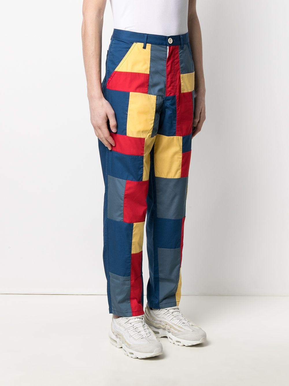 patchwork straight-leg trousers - 3