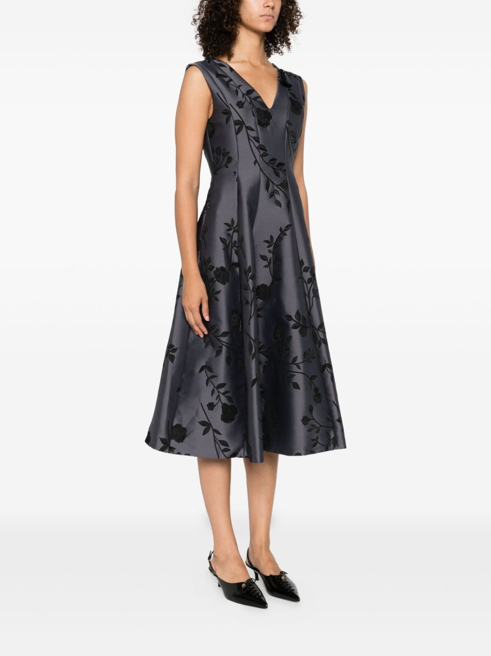 floral-print V-neck mini dress - 3
