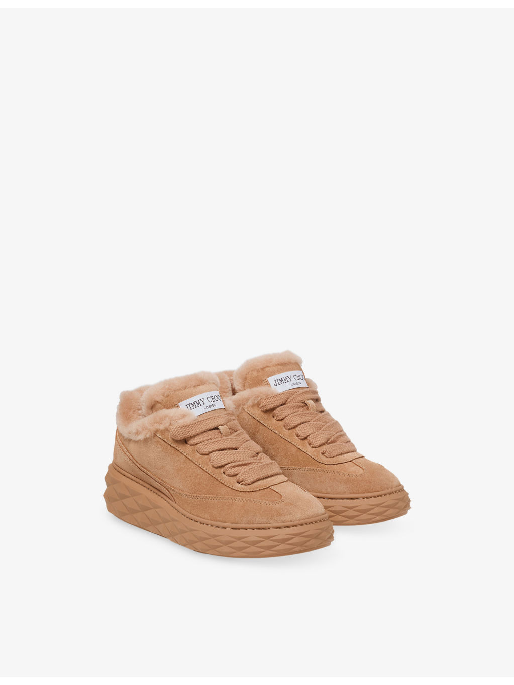 Diamond Maxi Retro Shearling And Suede Trainers - 3