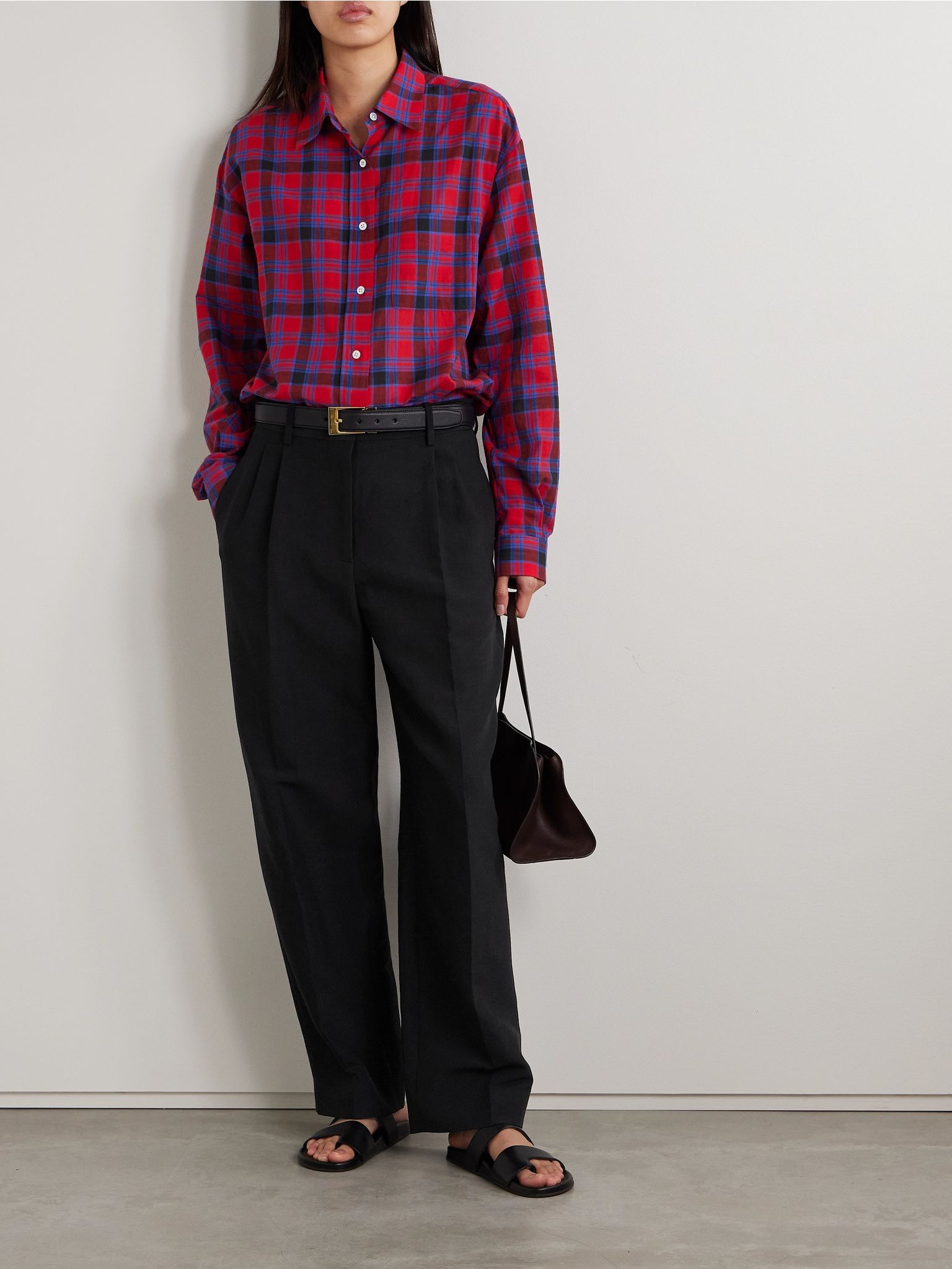 Lilas pleated wool-blend twill tapered pants Black - 2