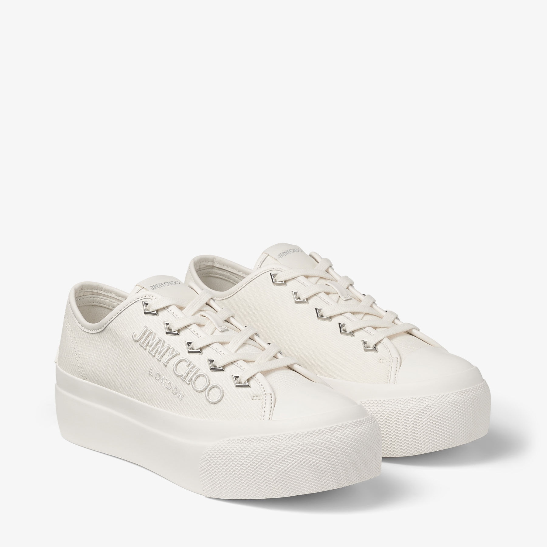 Palma Maxi/F
Latte Canvas Platform Trainers with Embroidered Logo - 2