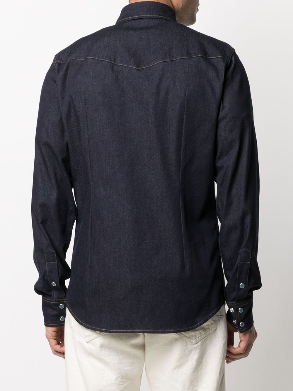 contrast-stitching denim shirt - 4