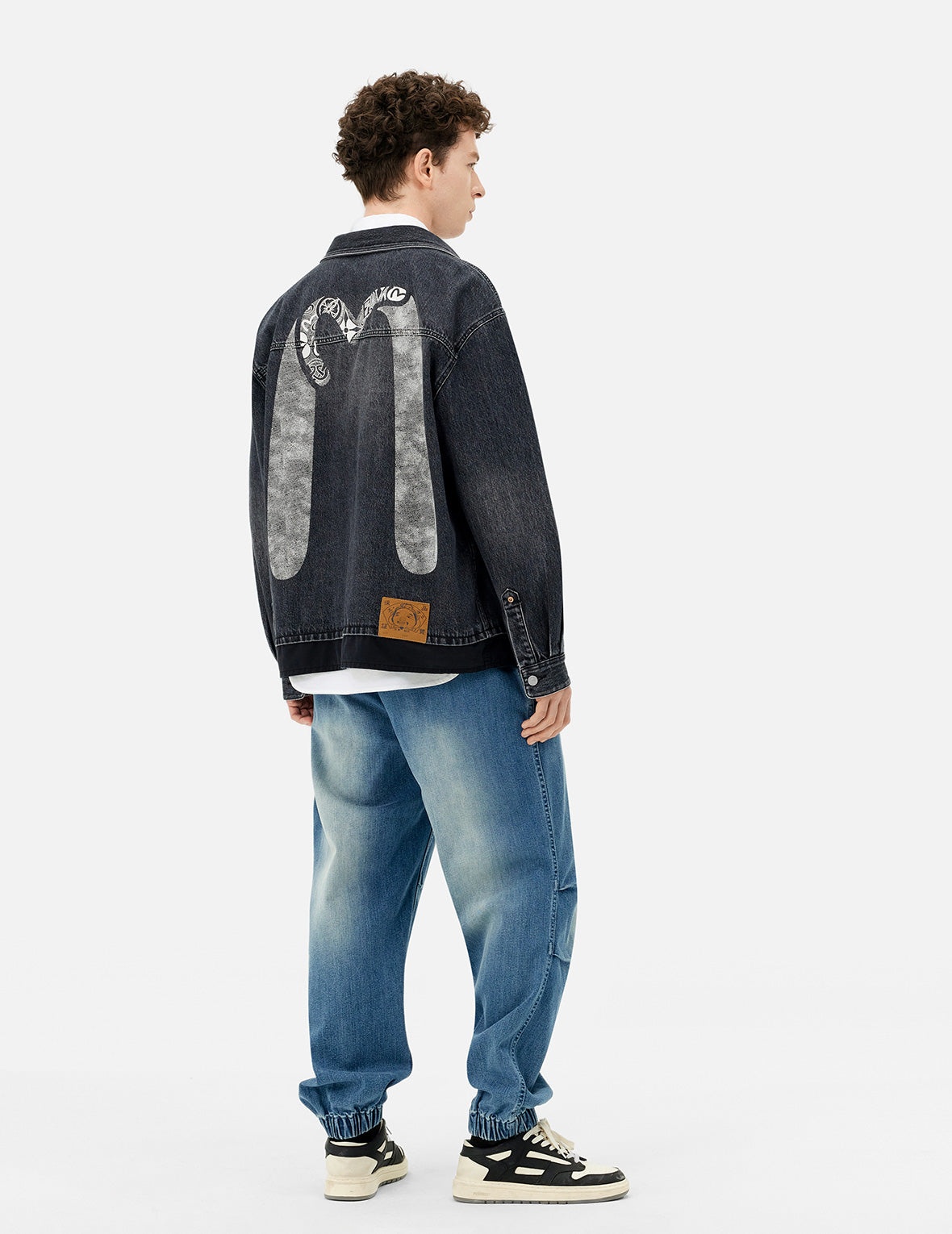 Daicock and Seagull Print Relax Fit 2-in-1 Denim Worker Shirt Jacket - 11