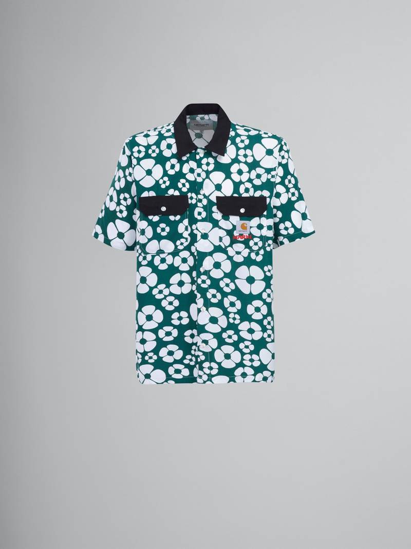 MARNI X CARHARTT WIP - GREEN SHORT-SLEEVED FLORAL SHIRT 1