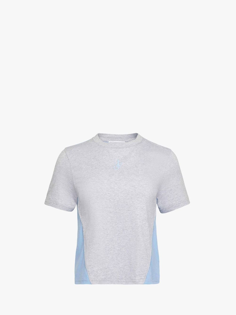 PANELLED CROPPED T-SHIRT WITH ANCHOR EMBROIDERY 1