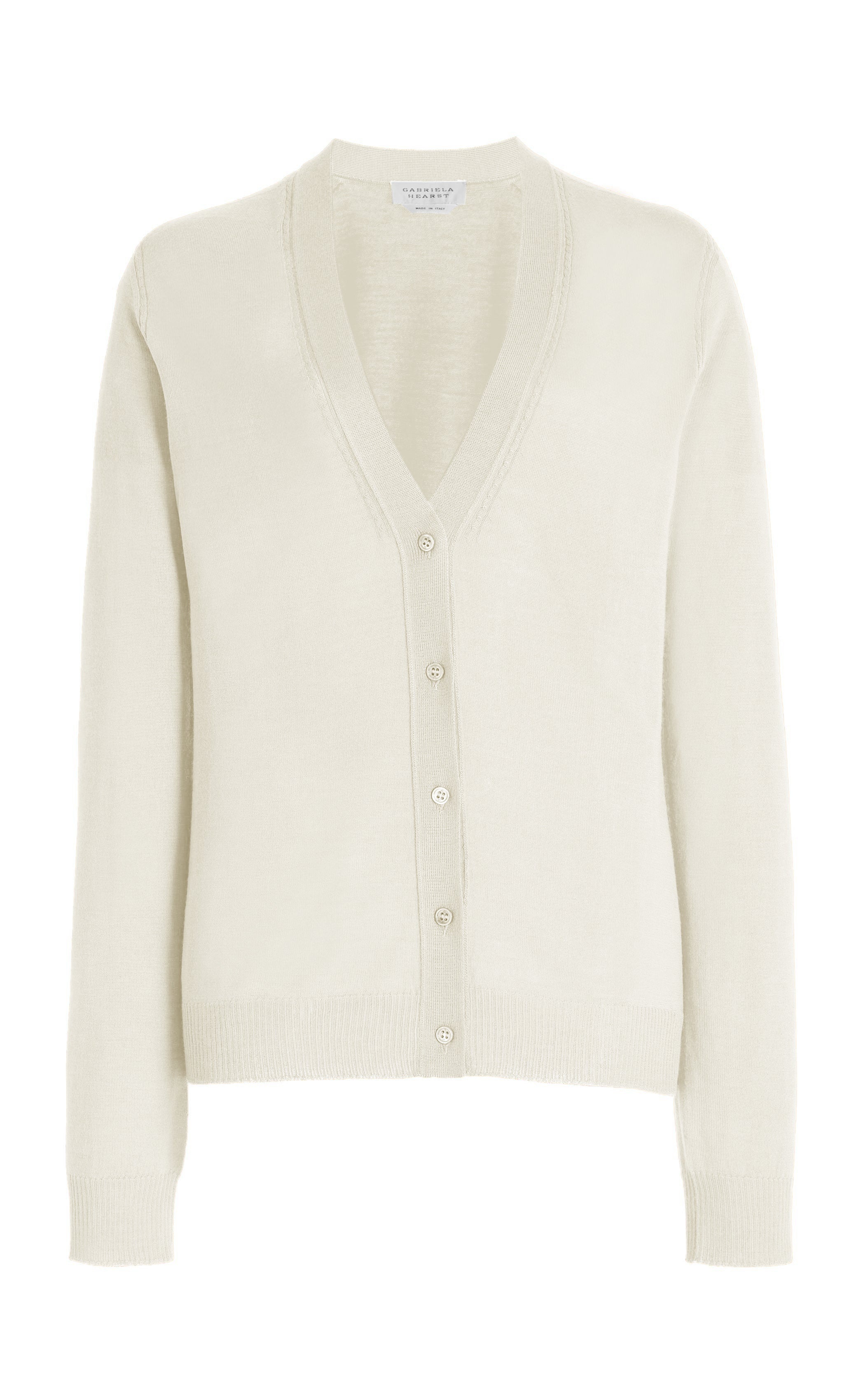 Tori Cardigan in Ivory Silk Cashmere - 1