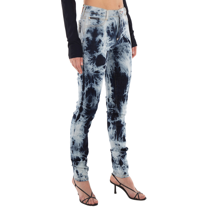 Philipp Plein Bleached Denim High-Waist Jeggings - 5
