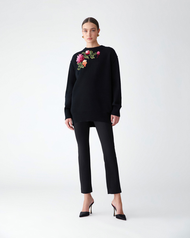 Chrysanthemum-Embroidered Oversized Sweater 4