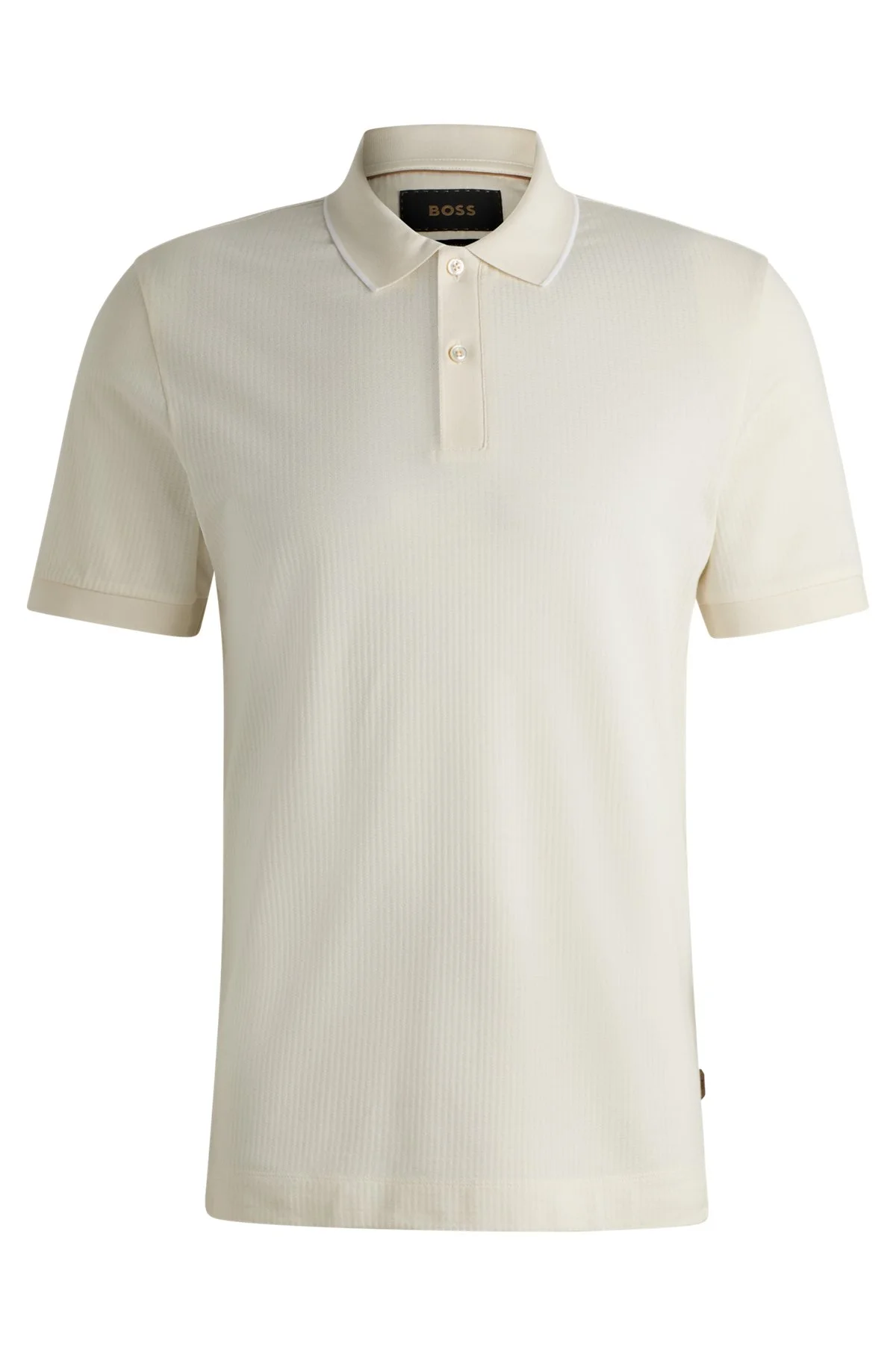 COTTON-SILK POLO SHIRT WITH STRIPE STRUCTURE - 1