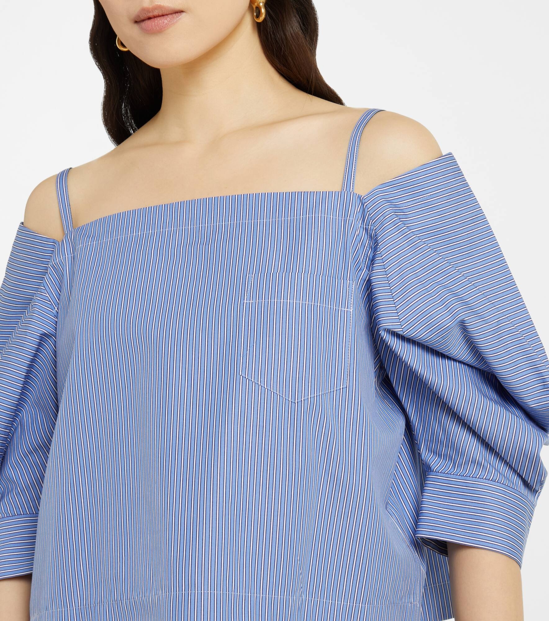 Striped cotton poplin top - 4