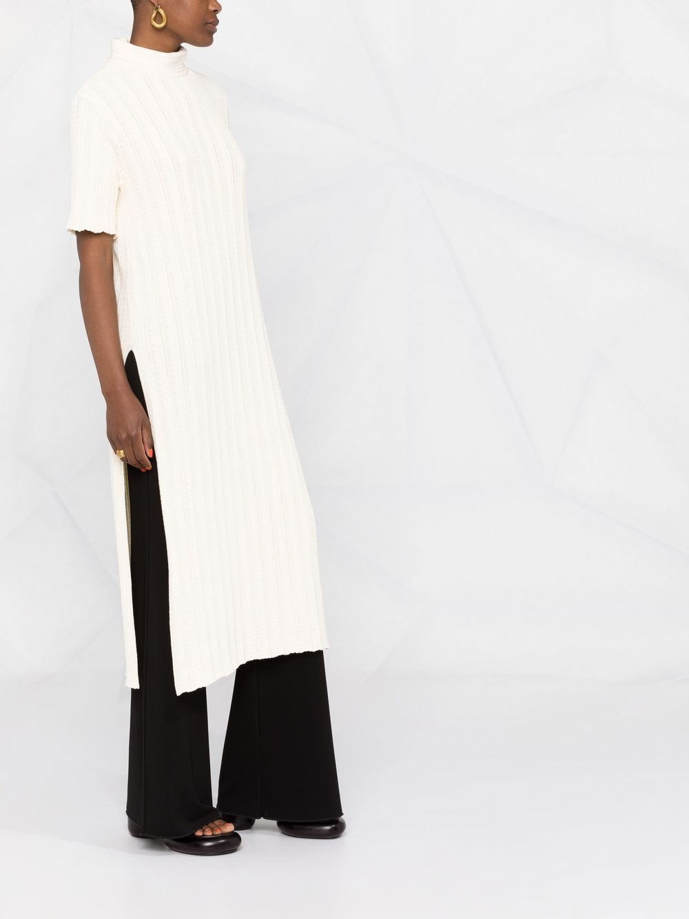 short-sleeve ribbed-knit dress - 6
