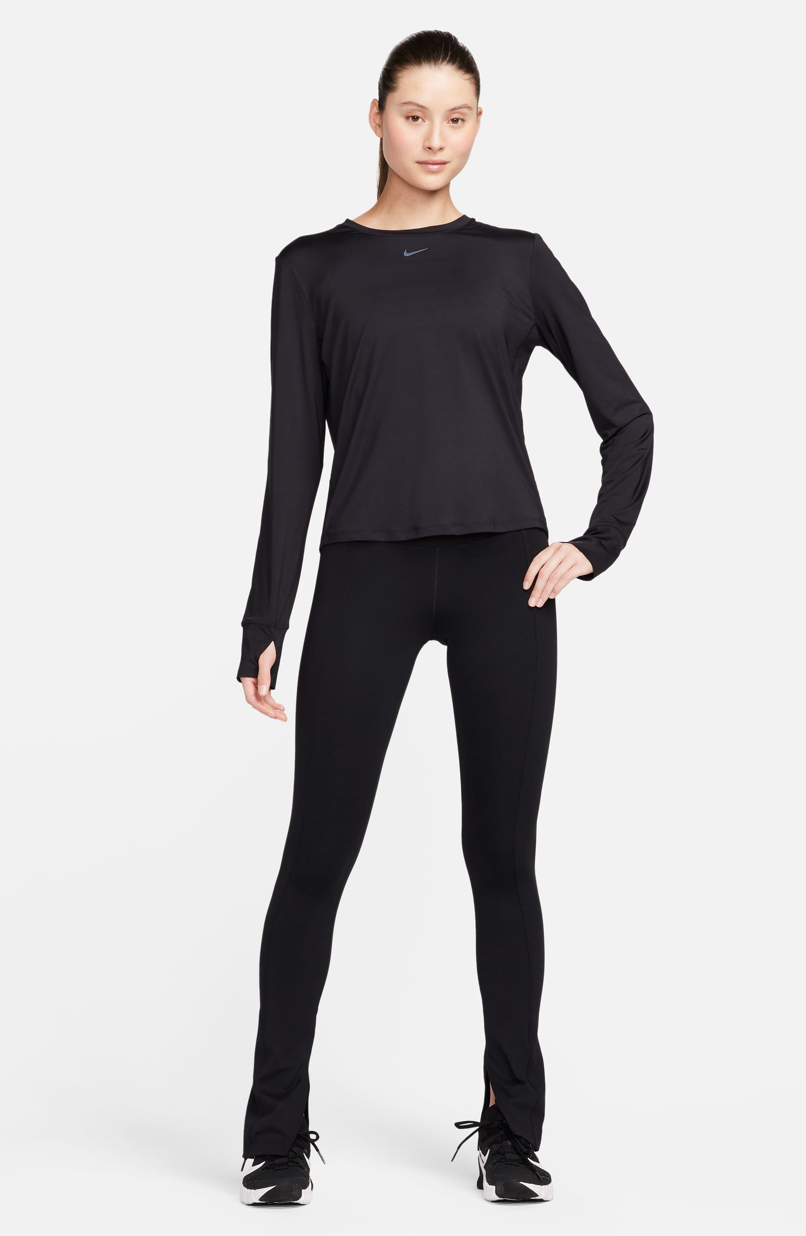 Nike One Classic Dri-FIT Long Sleeve Training Top in Black/Black at Nordstrom - 5