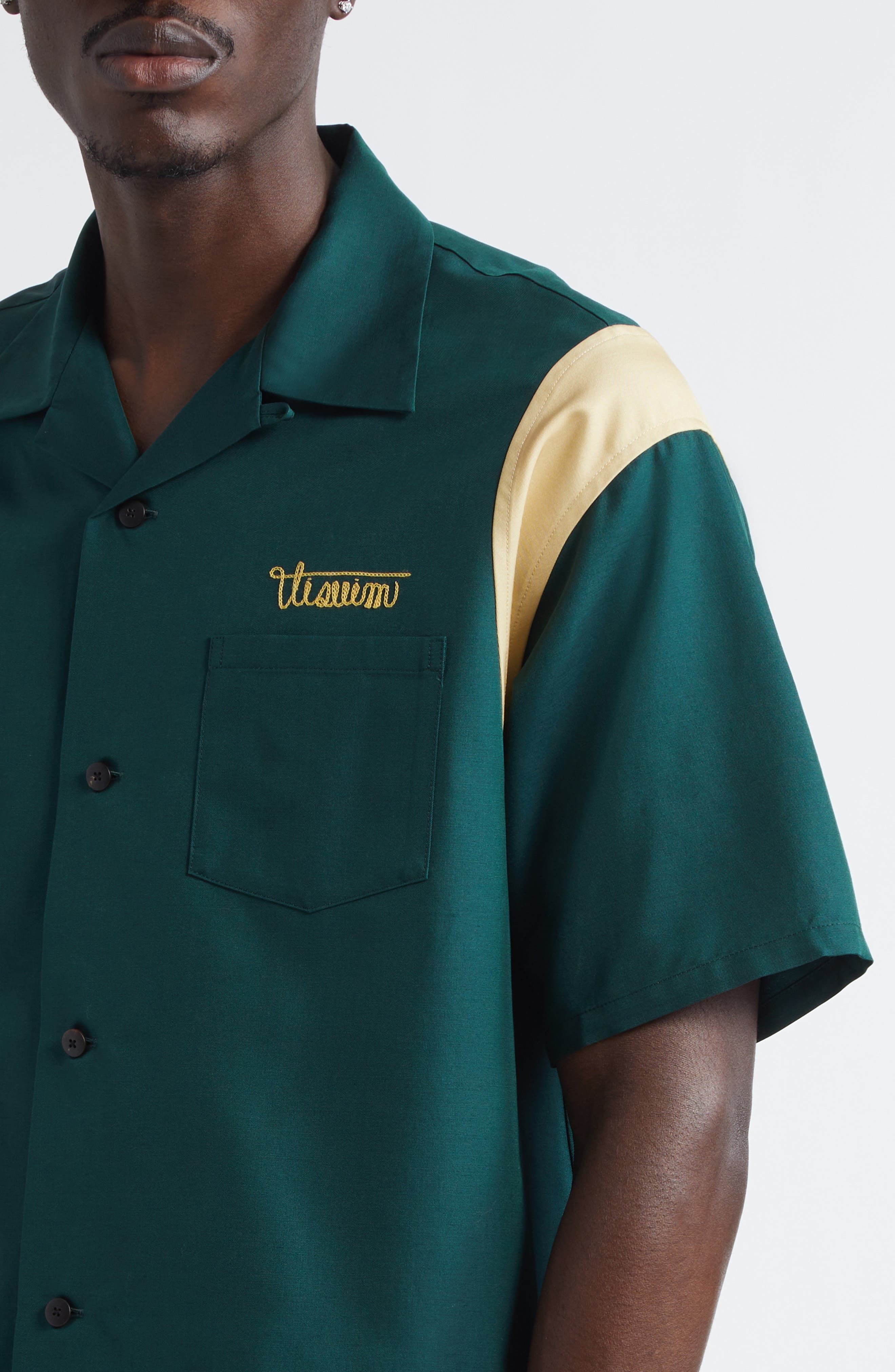 VISVIM Douglas Short Sleeve Shirt in Green at Nordstrom - 5
