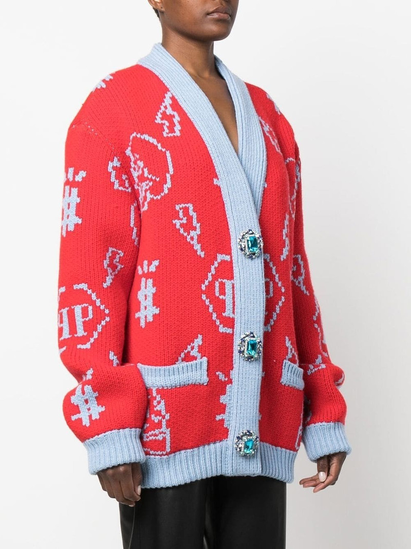 jacquard logo cardigan 3